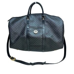 La Tour Eiffel Paris Black Leather Monogrammed Weekender Duffle Bag‎ Carry On